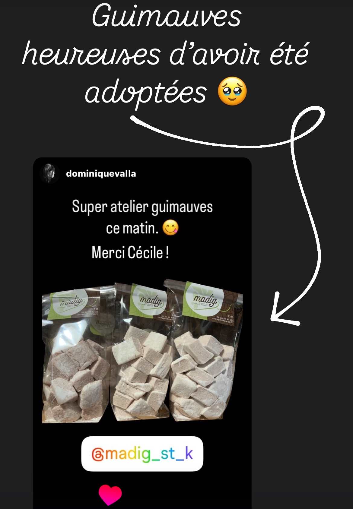 Avis "Super atelier guimauves ce matin. Merci Cécile !"