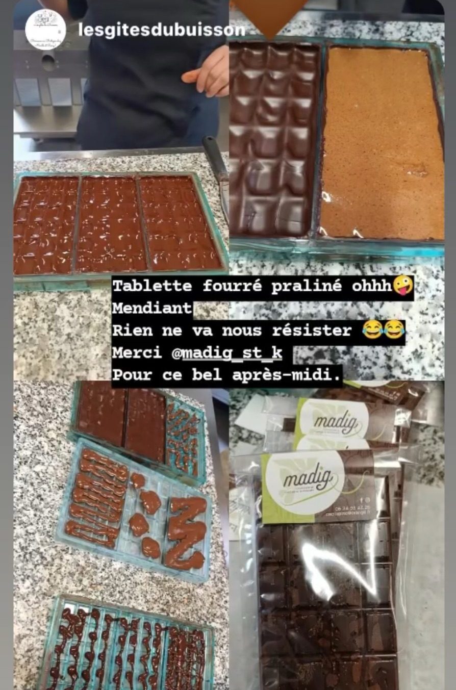 Avis "Tablette fourrée praliné ohhh ! Mendiant. Rien ne va nous résister ! Merci Madig pour ce bel après-midi."
