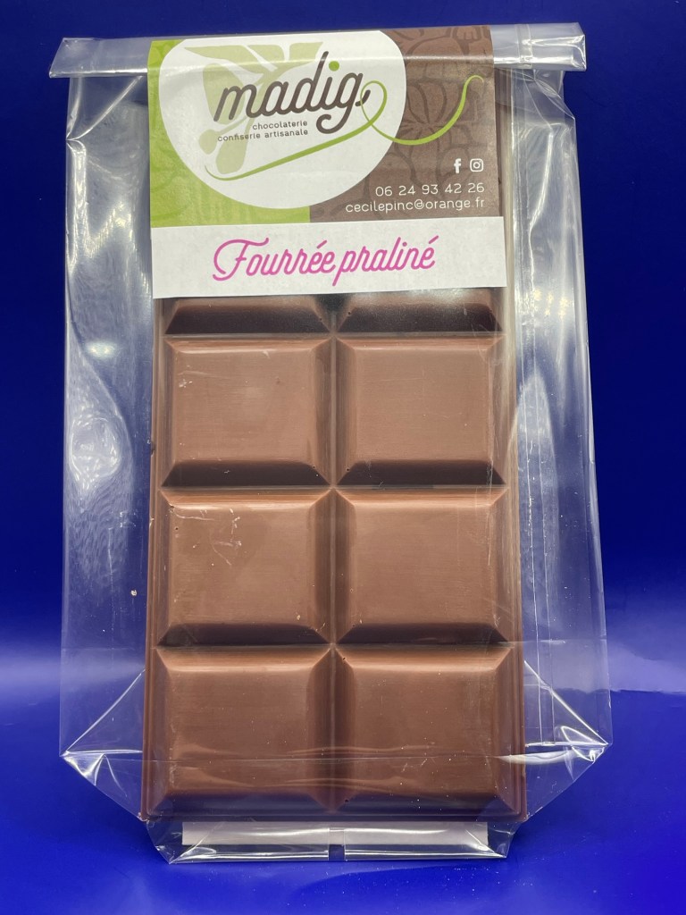 Tablette chocolat au lait fourrée&nbsp;praliné